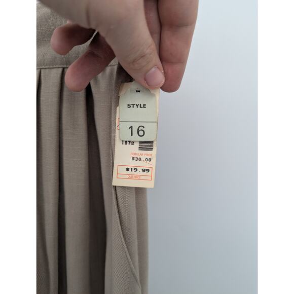 NEW Vintage Beige Jara Front Button Elastic Waist Skirt Size 16 Made in USA NWT - Picture 5 of 5